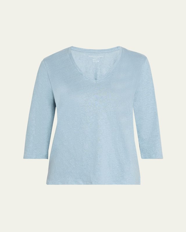 V-Neck Stretch Linen Tee